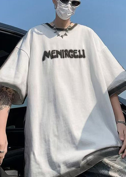 Letter Jacquard Dye Cotton T White Italian Shirts Summer Tie FashionChic