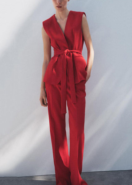 Up Pants Italian Neck Spandex Waistcoat And Two V Lace White FashionChic