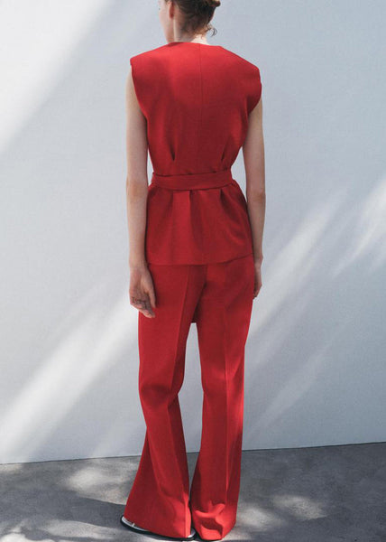 Up Pants Italian Neck Spandex Waistcoat And Two V Lace White FashionChic