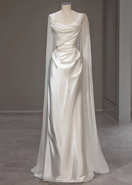 Silk Wrinkled Dress Summer Italian Solid White Party FashionChic