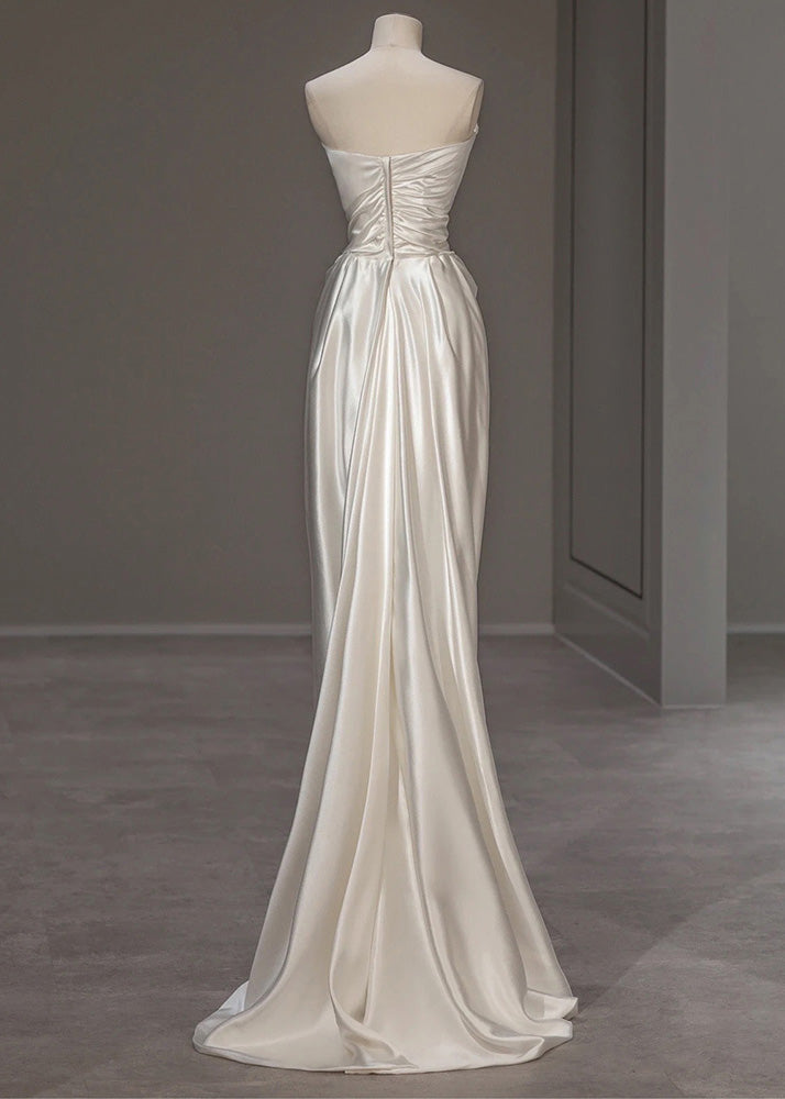 Silk Wrinkled Dress Summer Italian Solid White Party FashionChic