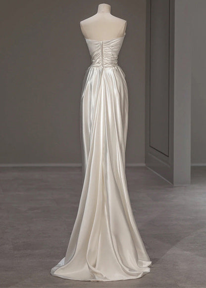 Silk Wrinkled Dress Summer Italian Solid White Party FashionChic