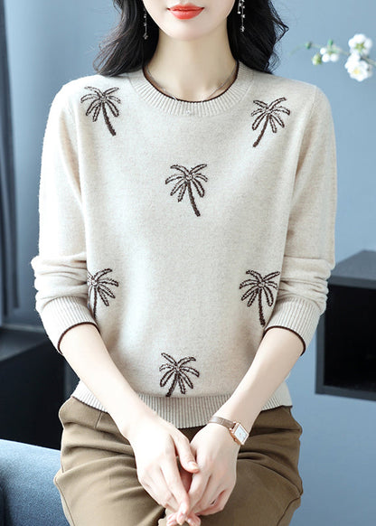 Italian Yellow O Neck Jacquard Zircon Wool Sweaters Winter RL029 ABC