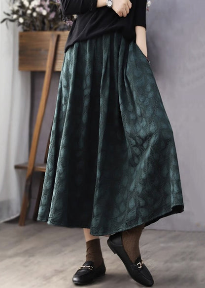 Jacquard Black Pockets Elastic Waist Cotton Skirt Fall RE046 MZF-SKTS240807