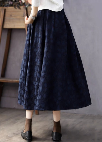 Jacquard Black Pockets Elastic Waist Cotton Skirt Fall RE046 MZF-SKTS240807