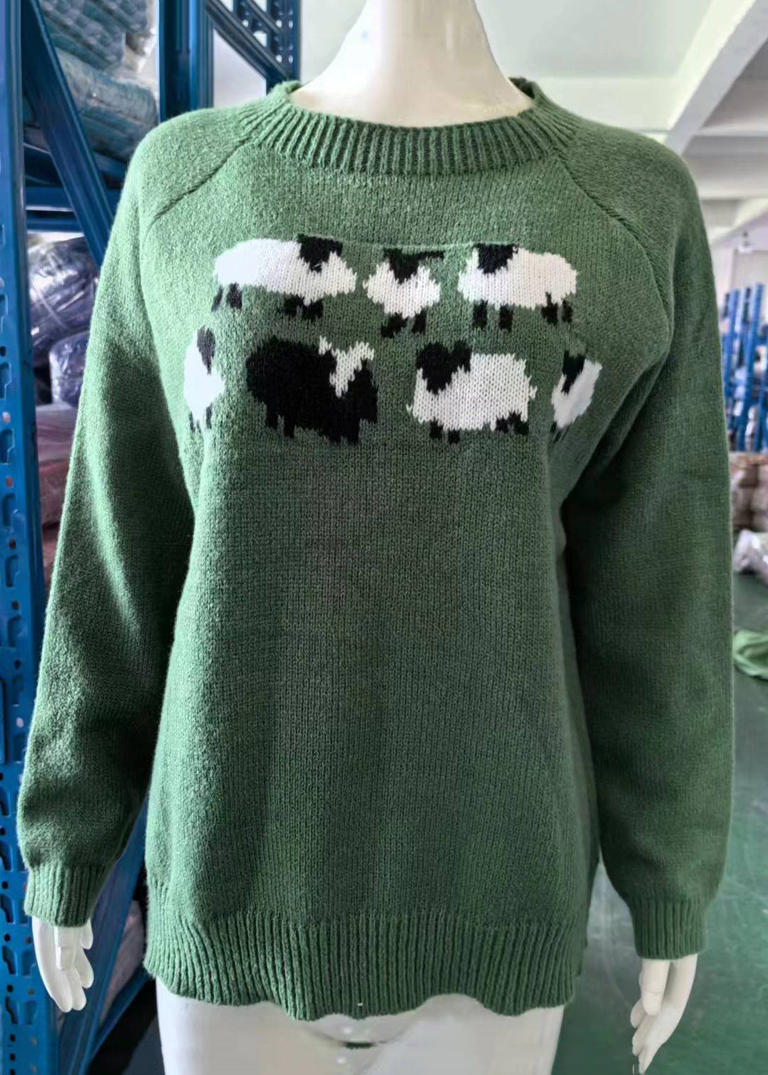 Jacquard Green O-Neck Cozy Knit Sweaters Fall QA017 OM-BB241009