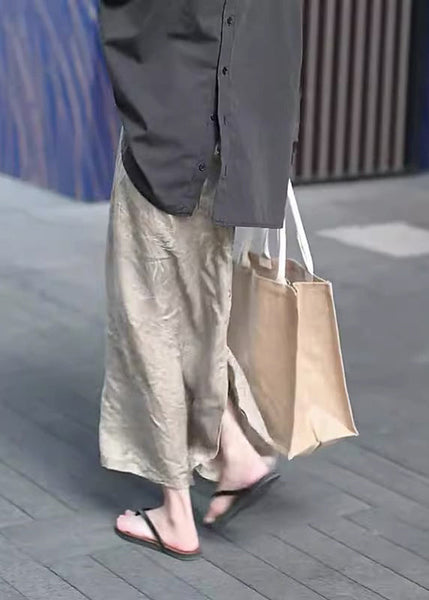 Jacquard Khaki High Waist A Line Skirts Summer UU034 OM-MM240820