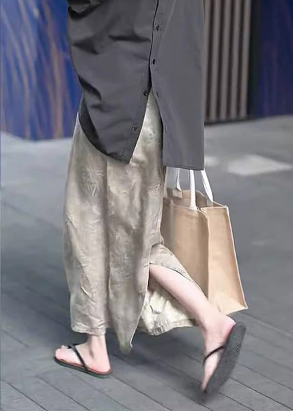 Jacquard Khaki High Waist A Line Skirts Summer UU034 OM-MM240820