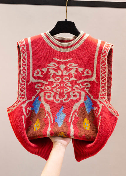 Jacquard Navy O Neck Cozy Knit Vest Sleeveless YJ011 ABC