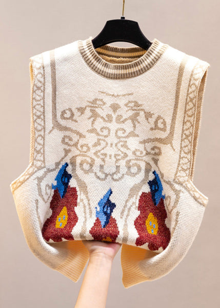 Jacquard Navy O Neck Cozy Knit Vest Sleeveless YJ011 ABC