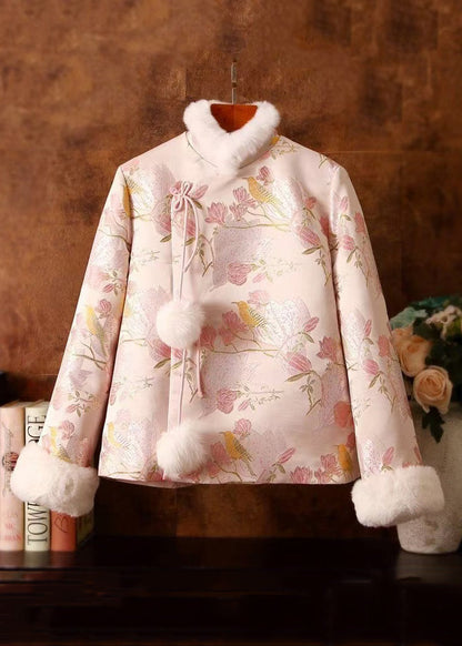 Jacquard Pink Fur Collar Fuzzy Ball Patchwork Duck Down Down Coats Winter RZ034 ABC