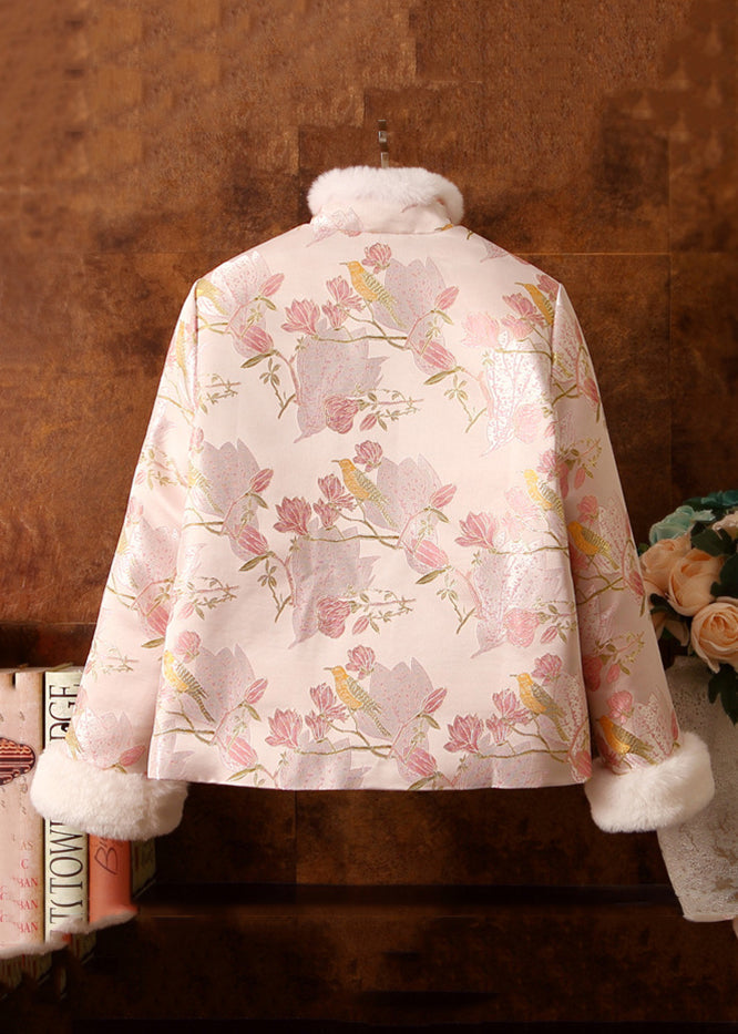 Jacquard Pink Fur Collar Fuzzy Ball Patchwork Duck Down Down Coats Winter RZ034 ABC