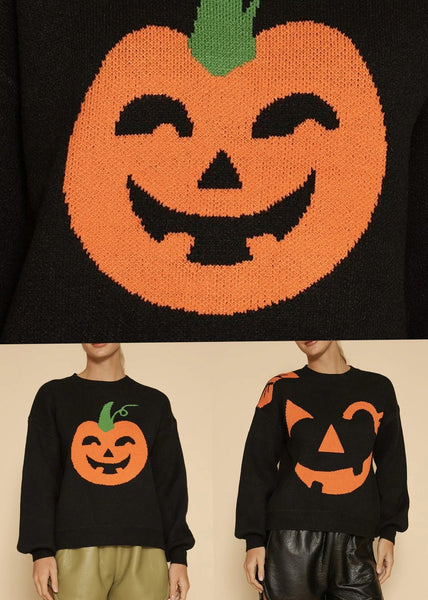 Jacquard Pumpkin Cozy Patchwork Knit Sweaters Fall AE1031 OM-HW240901