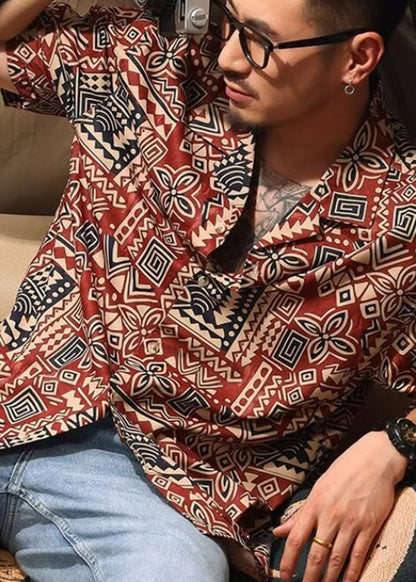 Japanese Cuban Collar Shirt For Men In Hawaii Summer HG037 Men-Silk-MENSTP240725