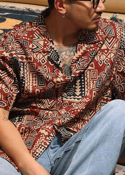 Japanese Cuban Collar Shirt For Men In Hawaii Summer HG037 Men-Silk-MENSTP240725
