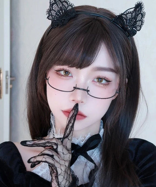 Japanese Cute Black Half Frame Glasses Without Lenses XS1091 Ada Fashion