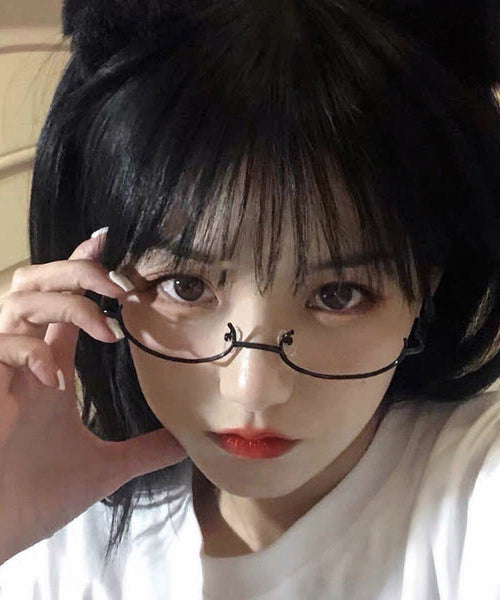 Japanese Cute Black Half Frame Glasses Without Lenses XS1091 Ada Fashion