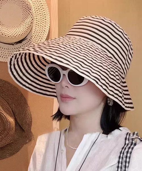 Hat Protection Striped Large Sun Bucket Brim Japanese FashionChic