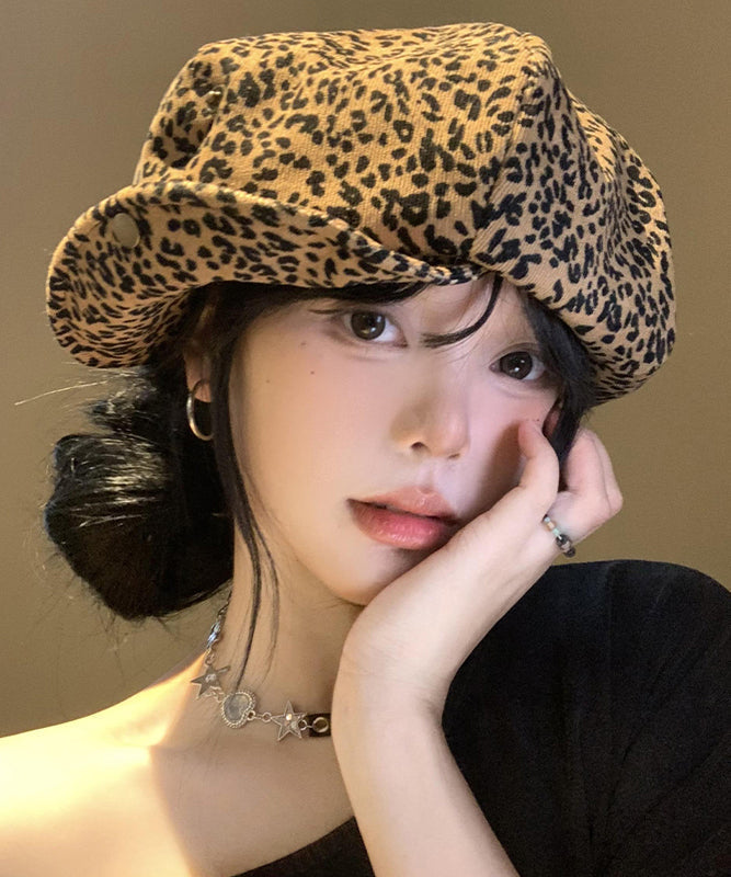 Japanese Style Coffee Leopard Print Versatile Beret Hat Autumn WB023 ABC