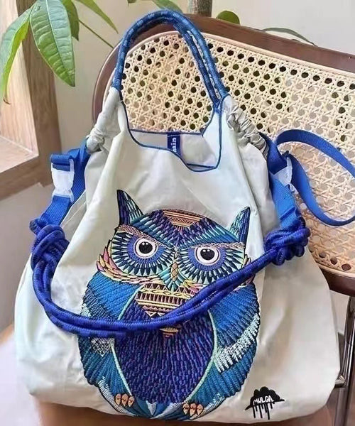 Japanese Style Embroidered Owl Large Capacity Shopping Bag 2024 SX1009 Ada Fashion