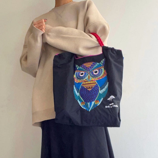 Japanese Style Embroidered Owl Large Capacity Shopping Bag 2024 SX1009 Ada Fashion