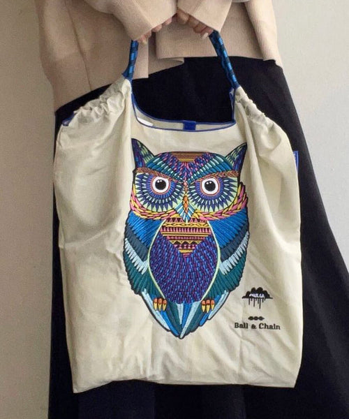 Japanese Style Embroidered Owl Large Capacity Shopping Bag 2024 SX1009 Ada Fashion
