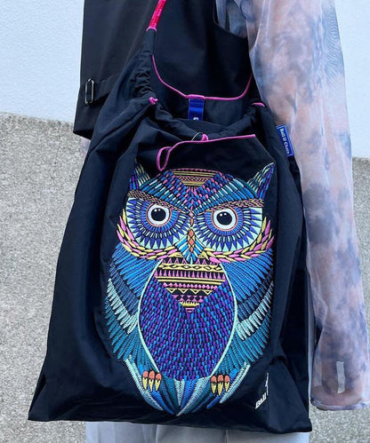 Japanese Style Embroidered Owl Large Capacity Shopping Bag 2024 SX1009 Ada Fashion