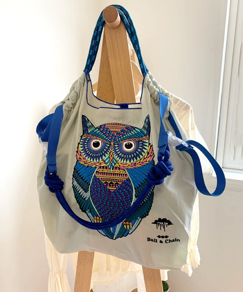 Japanese Style Embroidered Owl Large Capacity Shopping Bag 2024 SX1009 Ada Fashion