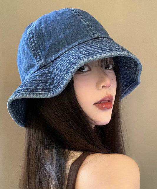 Japanese Style Versatile Deep Blue Denim Bucket Hat WI020 hat-HAT241105