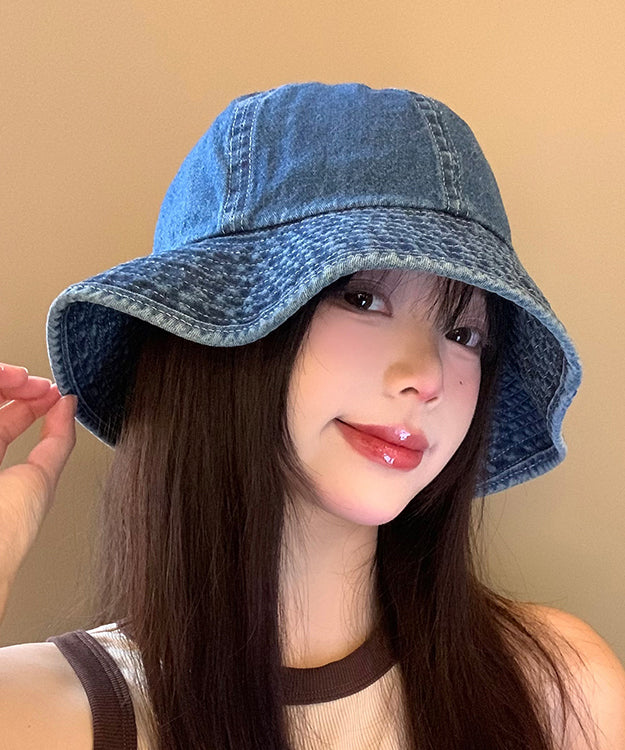 Japanese Style Versatile Deep Blue Denim Bucket Hat WI020 hat-HAT241105