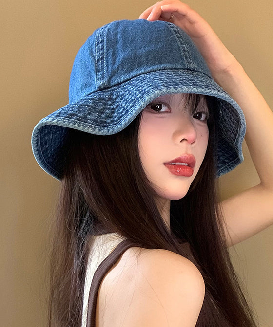 Japanese Style Versatile Deep Blue Denim Bucket Hat WI020 hat-HAT241105