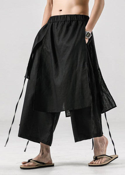Japanese Summer New Black Men's Linen Casual Pants Skirt SA047 Men-casual-MENCP240726