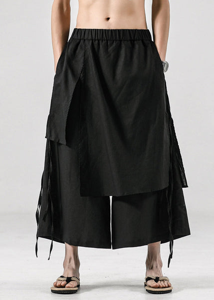 Japanese Summer New Black Men's Linen Casual Pants Skirt SA047 Men-casual-MENCP240726