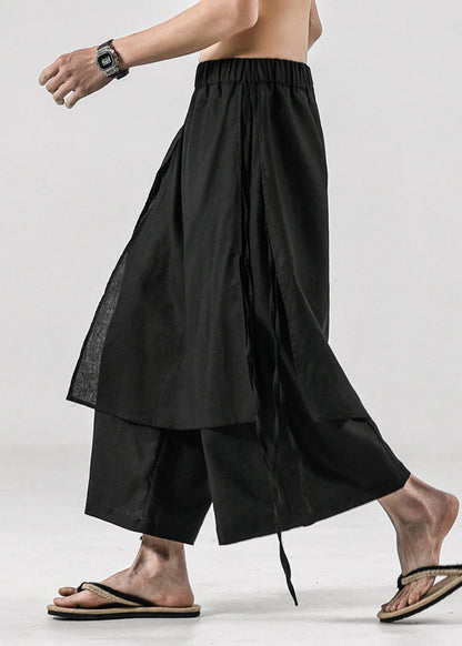 Japanese Summer New Black Men's Linen Casual Pants Skirt SA047 Men-casual-MENCP240726