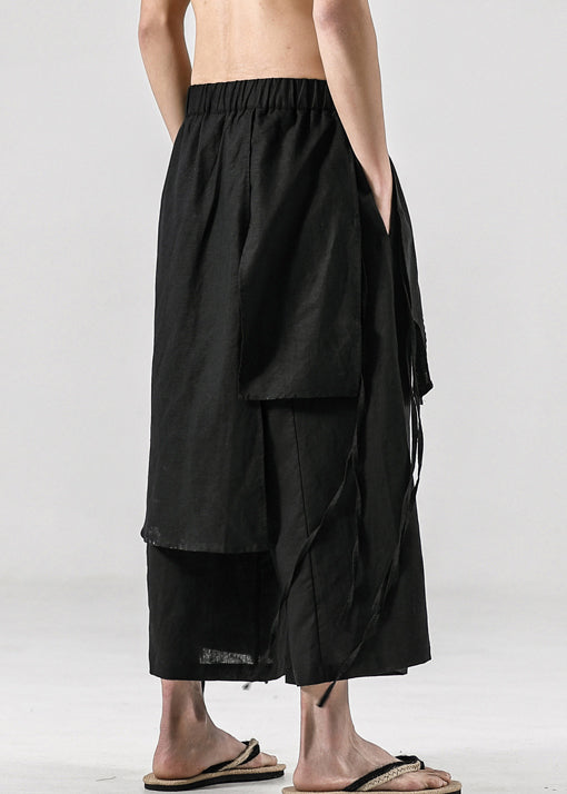 Japanese Summer New Black Men's Linen Casual Pants Skirt SA047 Men-casual-MENCP240726