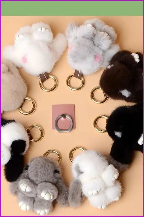 Kawaii Mink Fur Rabbit Keychain DF032