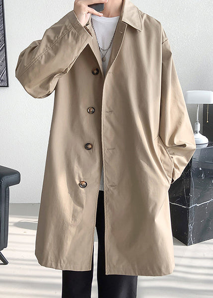 Khaki Button Oversized Cotton Mens Coats Peter Pan Collar Spring YQ006 ABC