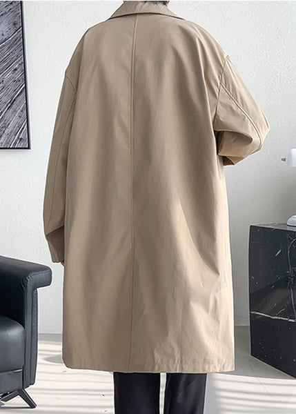 Khaki Button Oversized Cotton Mens Coats Peter Pan Collar Spring YQ006 ABC