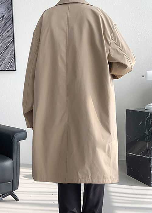 Khaki Pockets Oversized Cotton Spring Mens Coats Peter Pan Collar YQ009 ABC