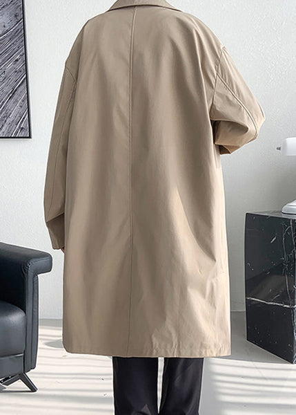 Khaki Pockets Oversized Cotton Spring Mens Coats Peter Pan Collar YQ009 ABC