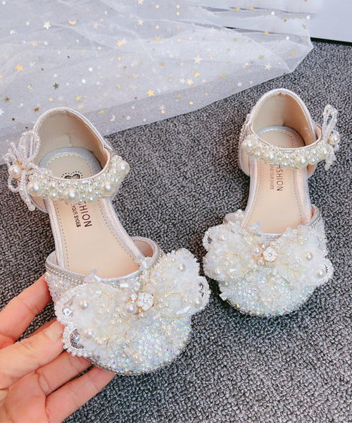 Bead Girls Silver Kids Buckle Zircon Nail Princess Strap Sandals FashionChic