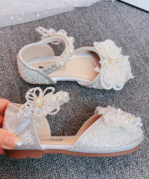 Bead Girls Silver Kids Buckle Zircon Nail Princess Strap Sandals FashionChic