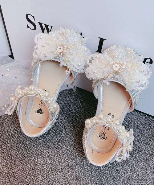 Bead Girls Silver Kids Buckle Zircon Nail Princess Strap Sandals FashionChic