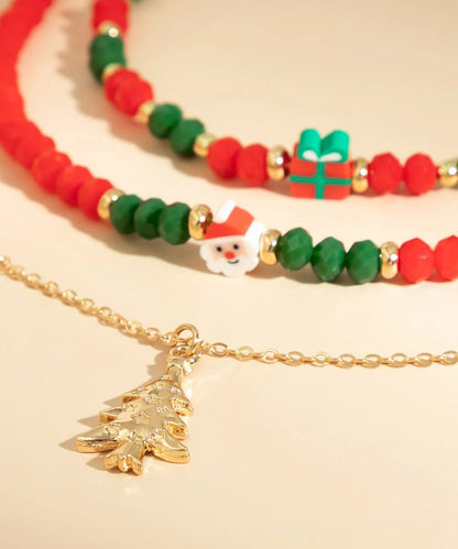 Korean Cute Red And Green Crystal Beaded Clavicle Necklace Fashion RA030 ABC