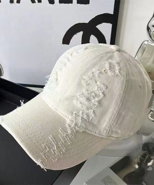 Cap Version Gradient Ripped Korean Pink Versatile Baseball Hat FashionChic