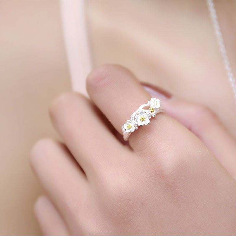 Sterling Silver Open Ring Floral 925 FashionChic