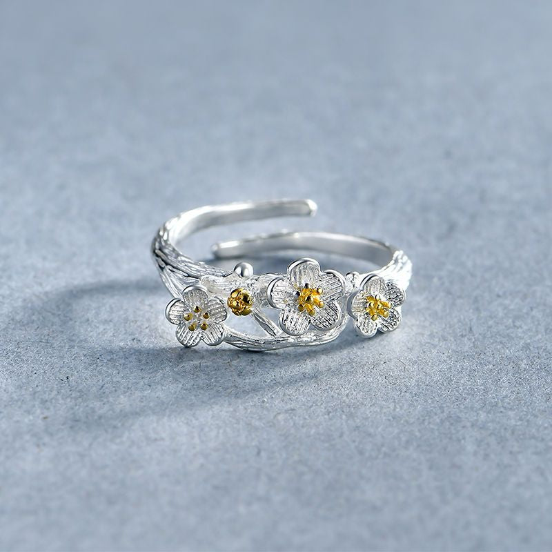 Sterling Silver Open Ring Floral 925 FashionChic