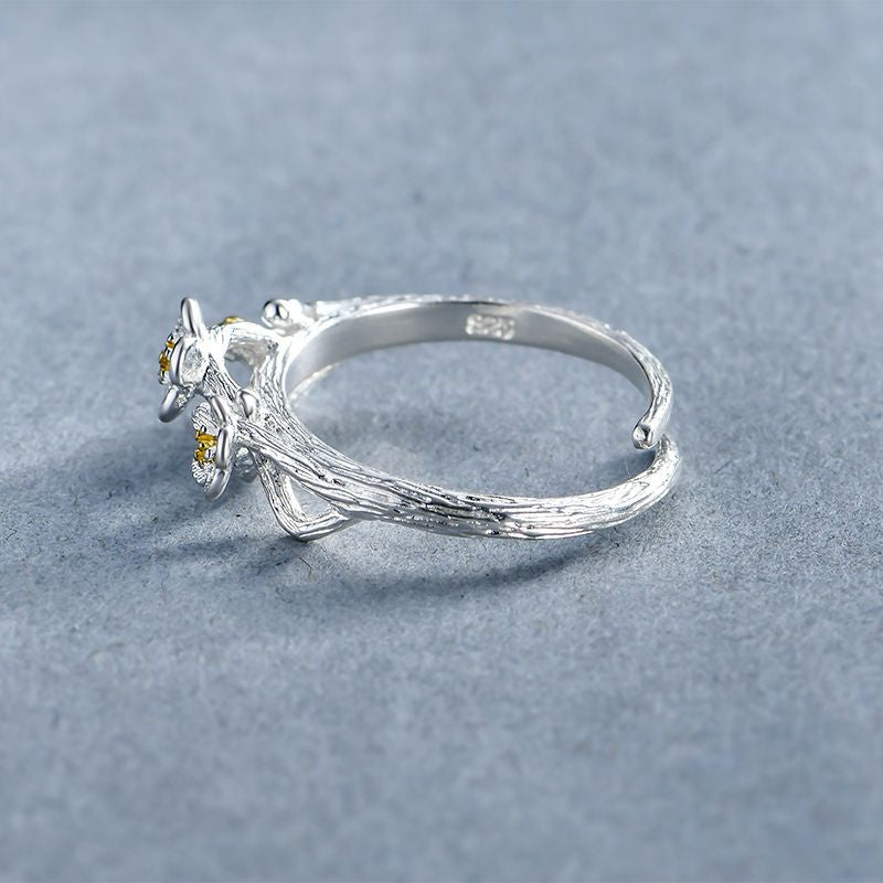 Sterling Silver Open Ring Floral 925 FashionChic