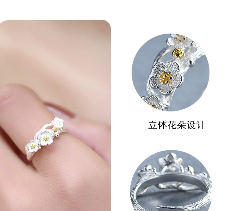 Sterling Silver Open Ring Floral 925 FashionChic
