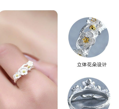 Sterling Silver Open Ring Floral 925 FashionChic